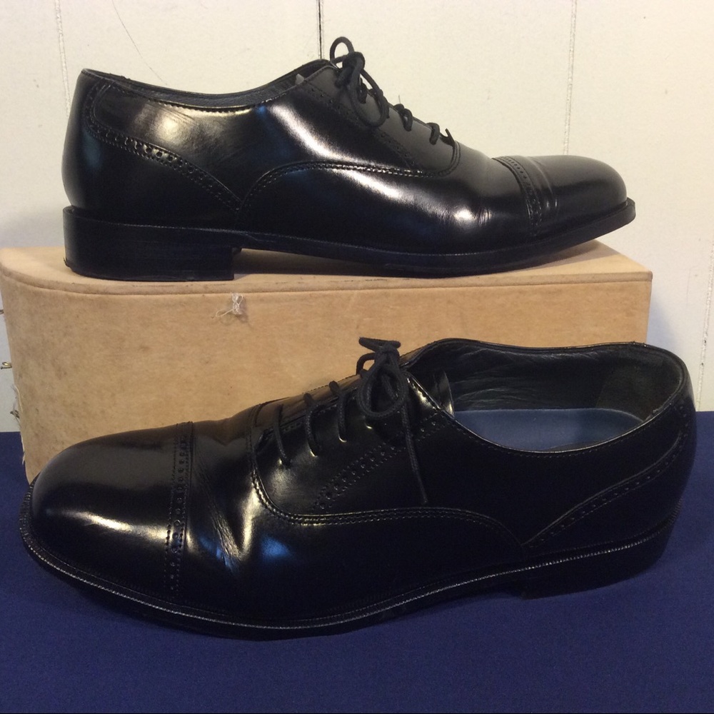Bostonian Men’s Leather Cap toe Black Stockbridge shoes size 9